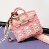 Mini bolsa Birkin pingente de casinha, pingente de chave de carro fofo combinando, bolsa para fones de ouvido, bolsa para batom atacado