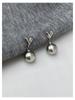 Pendientes de lujo ligeros con clip de perla gris y circonita, sin orejas, diseño de nicho, personalidad retro avanzada, sencillos y combinables con todo.
