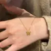 Collar de Mariposa de Hielo Triturado para Mujer, Diseño de Nicho Estilo Ins, Elegante, Lujoso, de Gama Alta, Cadena Dulce para Clavícula para Atuendos de Verano