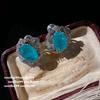 Collar de gema de copo de nieve azul Maria aretes de flor de hielo azul para mujer rica felices chapados en oro de 18 quilates circón