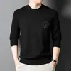 Suéter de Punto Nuevo Estilo Otoño e Invierno 2024 para Hombre Cuello Redondo Jacquard Estilo Coreano Marca de Tendencia Manga Larga Casual Camiseta Base Superior para Hombre