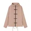 El más vendido de AliExpress moda casual retro transfronteriza europea y americana para mujer, conjunto de top con cremallera y cuello alto con botones de hueso de dragón y pantalón largo