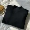 Suéter Aconchegante de Veludo Espesso Meia-gola Macio Peça Única Feminino Inverno Simples Camada Base Camisa de Tricô Coreana