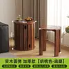 Banqueta de Madeira Maciça para Uso Doméstico, Empilhável com Rodas, Banqueta Empilhável com Armazenamento, Banqueta Reserva para Convidados, Banqueta Redonda Estilo Chinês Novo
