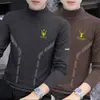 300g Veludo Alemão Outono/Inverno Veludo Escovado Dupla Face Gola Alta Manga Longa Camada Base Masculina Quente Roupas de Outono Camiseta