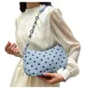 Versátil e Fresca 2026 Nova Bolsa de Ombro Corduroy Estilo Coreano com Laço Coração para Mulheres, Bolsa de Ombro com Corrente da Moda