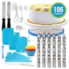 Conjunto de Boleira Giratória com 106 Peças, Bico de Confeitar, Saco de Confeitar, Espátula, Forminhas de Cupcake, Ferramentas de Confeitaria Venda por Atacado
