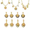 Acero Inoxidable Piedra Natural Borla Corona Corazón Estampado Cerámico DIY Multi-Accesorio Colgante Collar Aretes Set para Mujeres