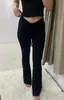 Pantalones Largos Casuales Azules Smog con Pliegues y Cordón Estilo Kardashian para Mujer, Pantalones Casuales Acampanados Adelgazantes para Mujer