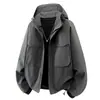 Otoño 2026 Nuevo Chaqueta con Capucha Impermeable Holgada de Trabajo para Hombre Juventud Deportiva Casual Exterior Abrigo Cardigan