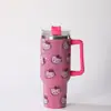 Taza Térmica Popular de Diamantes con Pegamento de Amazon Acero Inoxidable Diamante 40oz Taza de Coche con Asa Paja de Acero Inoxidable Taza Térmica