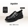 Sapatos Loafer Marrom Aogushi Deng Femininos 2026 Novo Outono/Inverno Estilo Britânico Sapatilhas que Aumentam a Altura Sapatos Brogue Pequenos de Couro