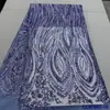 Vestido Estilo Francês Bordado com Lantejoulas, Tecido de Renda para Vestido de Noiva, Tecido de Renda com Lantejoulas para Noiva