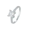 Anillo de Plata de Ley S925 Más Vendido Transfronterizo con Piedra de Moissanita, Corte Princesa, Joyería de Mano Simple y Lujosa, Venta al por Mayor de Fábrica en Stock