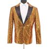 2025 Vestido de Actuación Europeo y Americano Traje de Lentejuelas Doradas Traje de Corea del Sur Club Nocturno Anfitrión MC Chaqueta de Estudio para Hombre