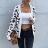 Estación Independiente de Amazon Comercio Exterior Ropa de Mujer 2024 Otoño Nuevo Cardigan con Estampado de Leopardo Tejido Jacquard Chaqueta Suéter