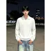 Tricô Masculino Solto Retrô Outono Inverno Gola Henly Quente Estilo Old Money Versão Coreana Lapela Top Pulôver Masculino