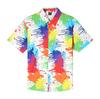 Camisa Hawaiana de Seda de Hielo Playa Floral Casual Moda Salpicadura de Tinta Colorida Solapa Delgada Nicho Vacaciones Camisa de Manga Corta