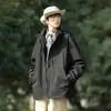 Chamarra con Capucha de Estilo Funcional Otoñal para Hombre, Bloques de Color, Holgada, Casual, Versátil, Top