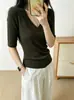 Camiseta de Lã Lyocell 260g para mulheres, direto da fábrica, nova, para o início do outono, slim fit, gola V, exclusiva para atacado de verão