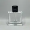Botella de Vidrio Transparente Recargable de Alta Gama para Perfume y Cosméticos de 50 ml, Botella Portátil con Atomizador de Presión Vacía, En Stock del Fabricante