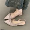 Sandálias de Salto Alto Rosa Niche Francês Moda Primavera e Verão Elegantes Camurça Plissadas Bico Fino Salto Baixo