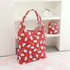 Bolsa de Compras Plegable Impermeable de Material Impreso Bolsa a Cuadros 210D Bolsa de Compras 2 en 1 Bolsa Protectora de Dibujos Animados Impermeable
