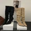 2026 Nuevas Botas Largas de Estilo Francés para Mujer Otoño e Invierno, Zapatos de Tacón Alto, Botas de Invierno para Combinar con Abrigos, Botas Largas de Caña Alta, Botas Melard