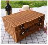 Caja de Acabado Cosmético Imitación Ratán Caja de Regalo de Ratán con Asa Pastoral Retro Ratán Tejido Caja de Picnic Caja para Llevar