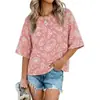 2025 Europeu e Americano Amazon Venda Cruzada Mais Vendida Novo Estilo Patchwork Cor Sólida Manga Sino Casual Solta Camiseta Roupas Femininas