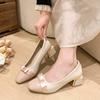 Flats Dulces con Lazo para Mujer Primavera y Otoño 2024 Nuevo Estilo Francés Estilo Pequeña Fragancia con Falda Tacón Grueso Tacones Altos