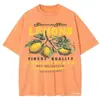 [Transfronterizo 230g] Camiseta Lavada para Mujer Estampado de Fruta de Limón Fresco Y2K Manga Corta Holgada Pieza Completa