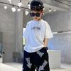 Roupas Infantis Masculinas Camiseta de Manga Curta Verão Algodão Puro Crianças Grandes Marca da Moda Roupa de Verão Camiseta de Meia Manga para Meninos Camiseta Solta Moda de Rua Roupas Infantis