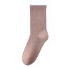 Calcetines de Algodón Puro de Primavera y Otoño para Mujer, Calcetines de Rizo de Color Sólido, Calcetines Sin Costuras para Niñas, Medias Antibacterianas y Desodorantes para las Cuatro Estaciones, Versión Coreana para Mujer