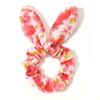 Europeu e americano popular de alta qualidade flor de cerejeira chiffon coelho orelhas cabelo anel floral arco alto elástico cabelo anel tecido cocar