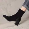Botas con botín Europa y América 33 Amazon calcetines de terciopelo botas de jinete costura gruesa comercio exterior chino otoño e invierno esmerilado 43 simples mujer