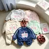 Nuevo Conjunto de Sudadera de Primavera para Niñas, Lindo y Dulce Conjunto de Dos Piezas con Encaje, Disponible al por Mayor
