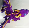 Dragón Volador de Doble Cuerno Impreso en 3D con Alas, Articulado Flexible Móvil Gradiente Láser Modelo Popular Juguete para Niños