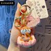 Llavero original de la serie Buda, con forma de loto de buena suerte, de madera, pez, tres flores, gato y cerdo, de resina, con forma de muñeca.