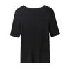 Suéter Feminino de Lã 100% Fio Alemão Yangtze Ultra Fino, Malha 18, Fio 60, Sem Costura, Gola Redonda, Manga Média, High-End, Efeito Emagrecedor, Camiseta Básica