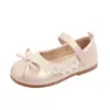 Zapatos de Cuero para Niñas 2026 Nueva Moda Primavera y Otoño Zapatos de Princesa con Lazo y Encaje para Niños, Zapatos Planos Suaves para Niños Pequeños