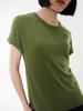 Tem ossos no macio! Camiseta de Lã Tencel com Linha Média Traseira Gola Redonda Reta Malha Macia de Manga Curta Verão Novo