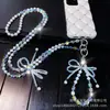Cadena Cruzada para Teléfono Móvil con Lazo Cadena Cruzada Hecha a Mano Sencilla con Cuentas Estilo de Cuentas Cadena Colgante de Cristal para Muñeca para Mujeres
