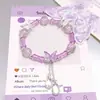Pulseira Colorida com Nó de Bambu Doce, Borboleta e Pingente de Gota d'Água para Mulheres, Design Único, Pulseira Versátil, Venda Direta do Fabricante