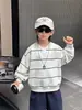 Q140 Moletom com Capuz Falso Duas Peças para Meninos, Primavera e Outono, Estilo Coreano para Meninos Pequenos, Pulôver de Manga Longa, Roupas Infantis Novas
