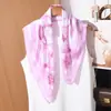 Lenço Quadrado Elegante Floral 70cm para Mulheres, Lenço de Seda Suave e Gracioso, Novo Lenço Decorativo Versátil de Primavera e Verão, Lenço de Pescoço para Mulheres