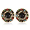 Pendientes de flor para mujer de resina con pedrería de estilo europeo, esmalte, joyería barata al por mayor de fábrica de Yiwu