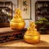 [Fábrica de Origen] Adorno de Cuenco del Tesoro Giratorio de Aleación de Wu Cai Shen Zhao Gongming - Regalo Propicio para Apertura de Negocio o Inauguración de Casa