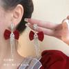 Pendientes Festivos Rojos de Año Nuevo para Mujer Pendientes de Temperamento de Alta Gama Nuevos Pendientes Calientes de Otoño e Invierno Pendientes de Boda de Año Nuevo