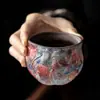 Xícara de Degustação de Café Lótus de Pedra e Mineral Xícara Mestra de Cerâmica Conjunto de Chá Kung Fu Retrô para Casa Xícara de Chá Chinesa Lembrança